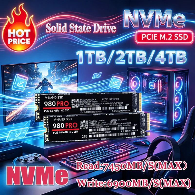 Samsung Ssd 980 Pro - 980 Pro M2 2280 NVMe高速SSDハードディスク 1/2/4TBオプション、高速読み書きソリッドステートドライブ