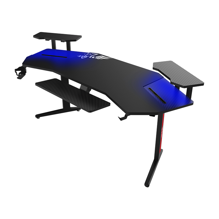 Pc Gaming Desk - 70インチ大型RGB LEDライト搭載eスポーツコンピューターゲーミングデスク、ブラックメタルコーナーPCゲーマーデスク（デスクトップRGB LEDライト付き）