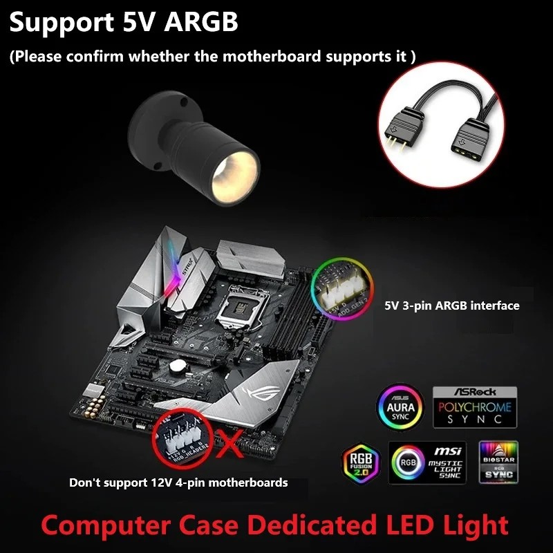 QITU 1W 3W ARGB 5V 3ピンヘッダー コンピ - Pc Gaming Second のレビューと価格