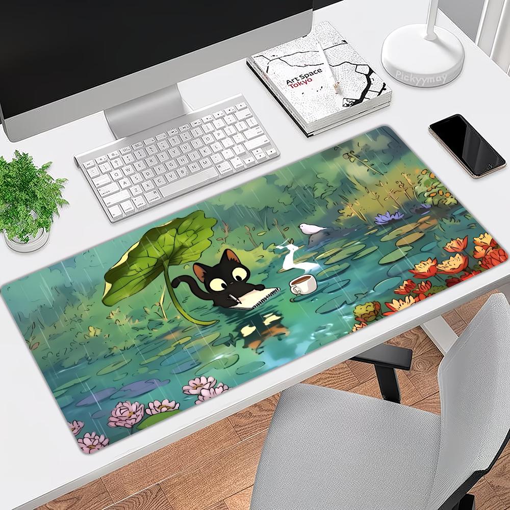 かわいい猫と葉っぱの傘オフィスマットゲーミングマット大型マウ - Pc Gaming Umbrella のレビューと価格