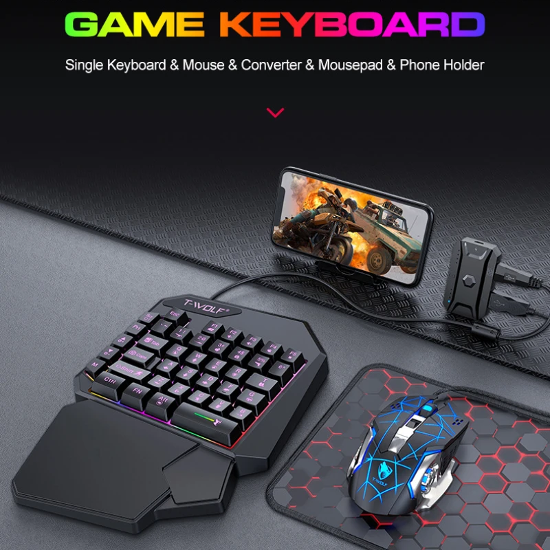 T-wolf-tf900片手キーボードセット、鶏と食事のため - Pc Gaming Kit のレビューと価格