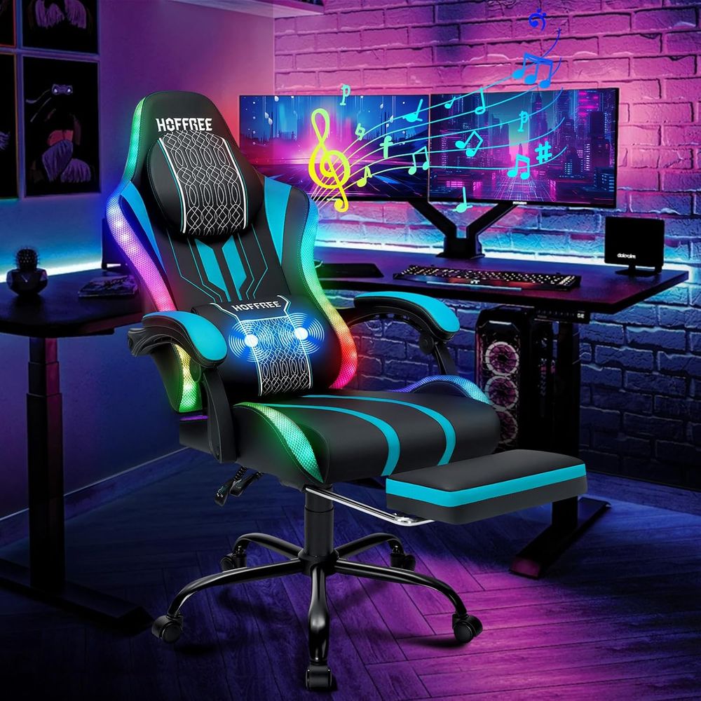 LEDライト・スピーカー・マッサージ機能付きゲーミングチェア - Gaming Speaker のレビューと価格