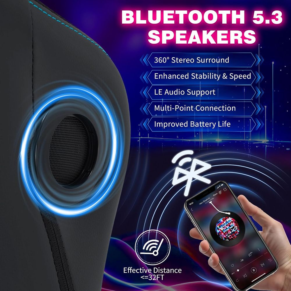 LEDライト・スピーカー・マッサージ機能付きゲーミングチェア - Gaming Speaker のレビューと価格