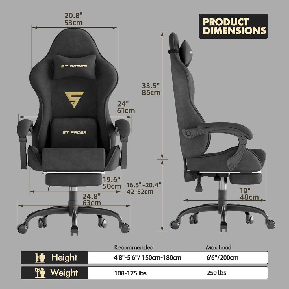 ベルベット生地のエルゴノミクスゲーミングチェア、フットレスト - Pc Gaming Chair のレビューと価格