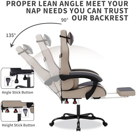 マッサージ機能付きゲーミングチェア、人間工学に基づいたフット - Pc Gaming Chair のレビューと価格