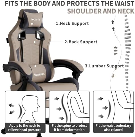 マッサージ機能付きゲーミングチェア、人間工学に基づいたフット - Pc Gaming Chair のレビューと価格