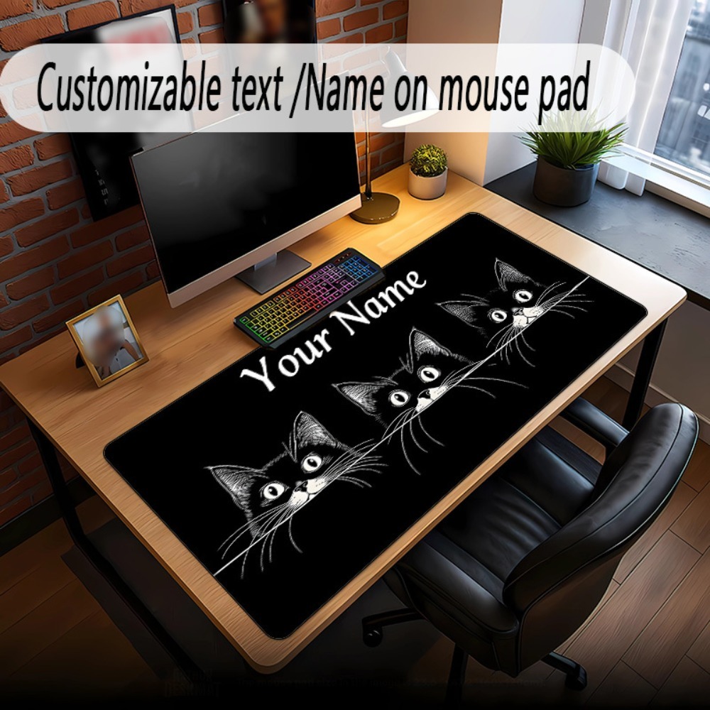 かわいい3匹の黒猫カスタムデスクマット、名前と番号入り、滑り - Pc Gaming Names のレビューと価格