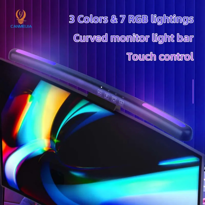 湾曲したLEDモニターライトバー,USB,RGB,PCスクリ - Pc Gaming Handheld のレビューと価格