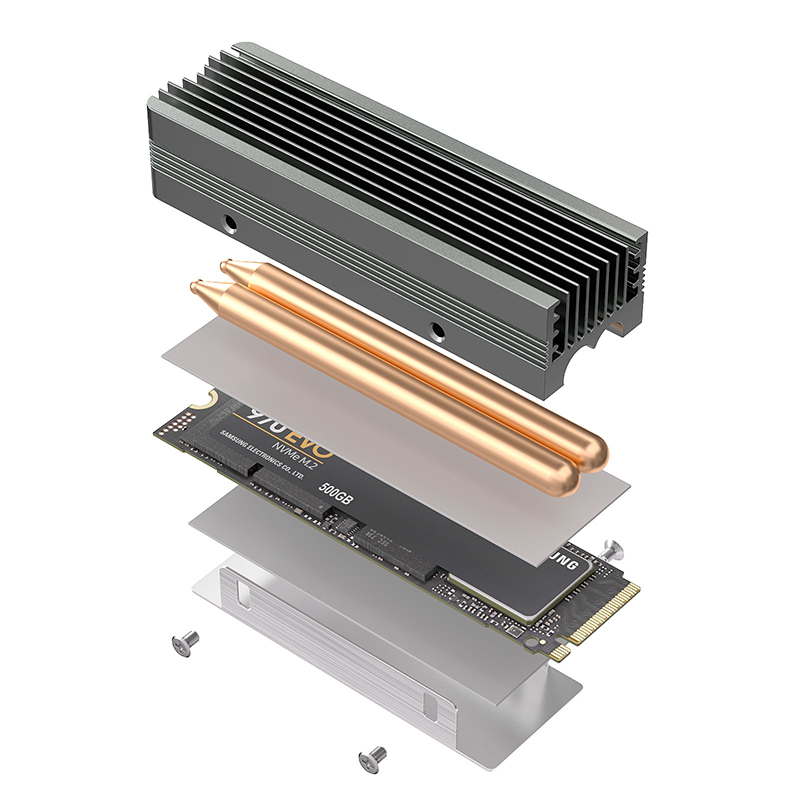 デュアル銅製ヒートパイプM.2 SSDクーラー、2つの熱伝導 - Pc Gaming Second のレビューと価格